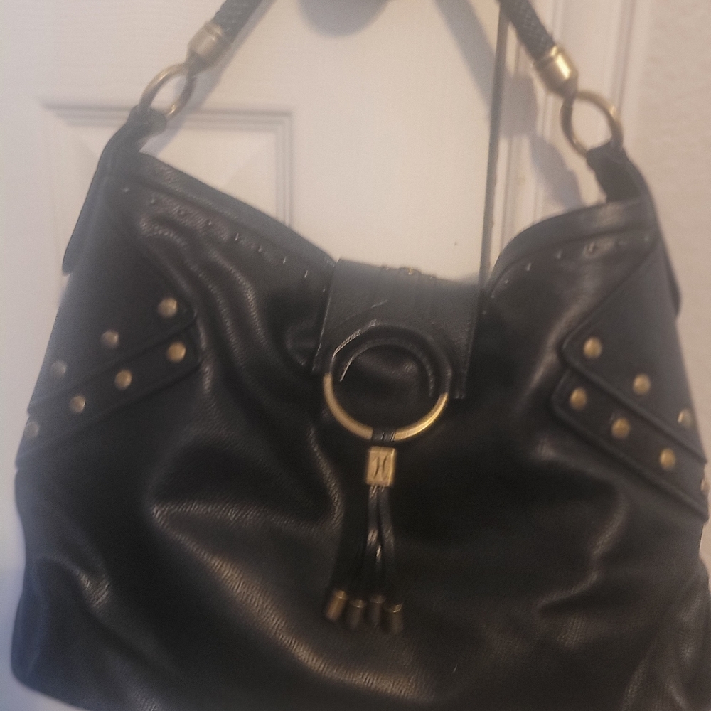 Cole Haan black leather hobo bag